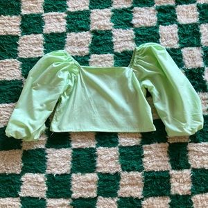 Reworked vintage balloon puff sleeved crop top